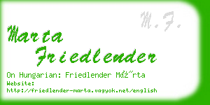 marta friedlender business card